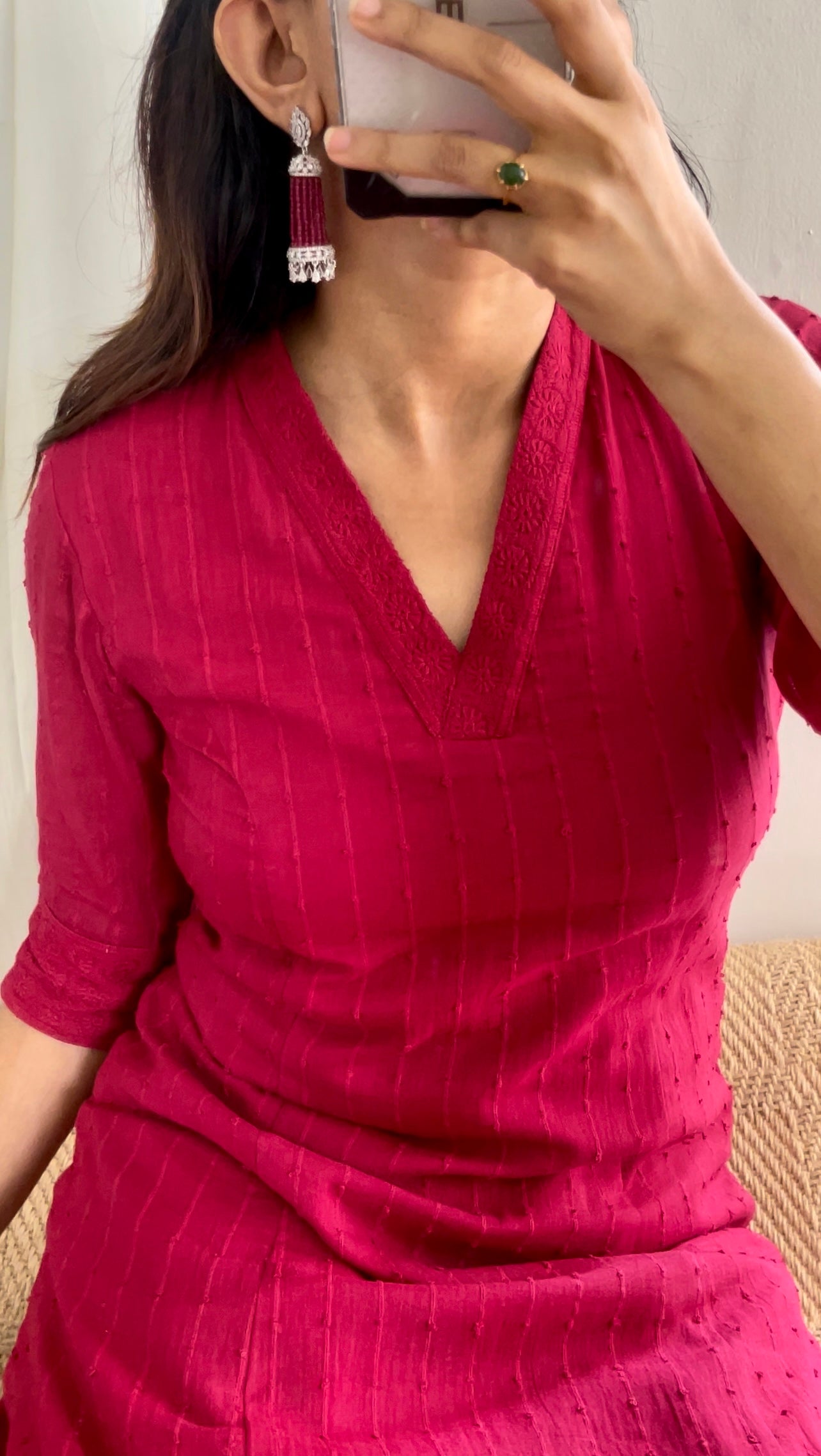 Red Hakoba Anarkali